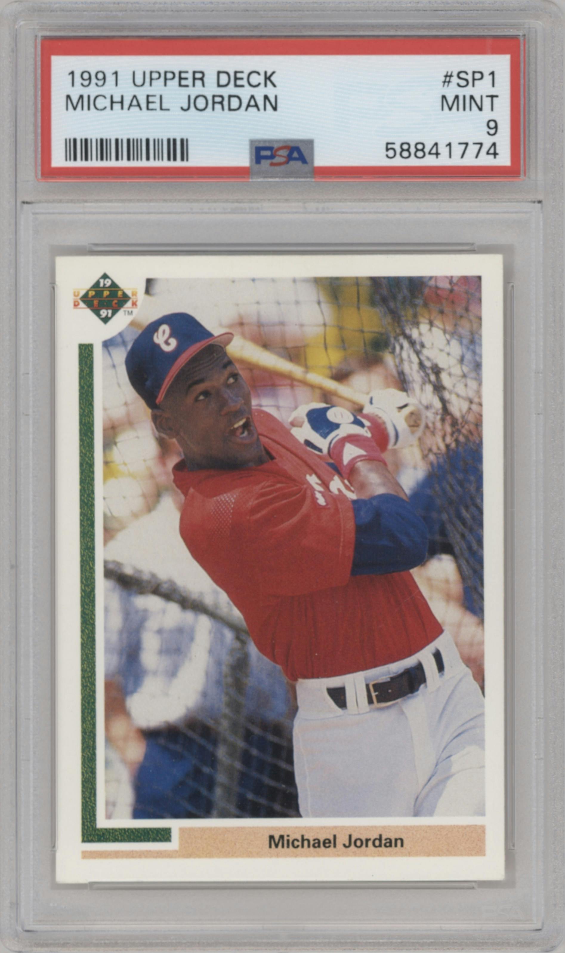 Michael Jordan from the 1991 Upper Deck set graded by PSA and given an overall grade of 9.