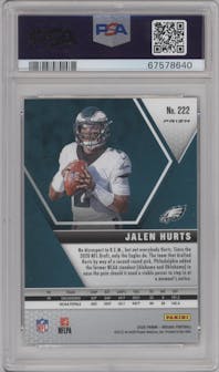 Jalen Hurts from the 2020 Panini Mosaic set featuring a Green Mosaic parallel graded by PSA and given an overall grade of 10.