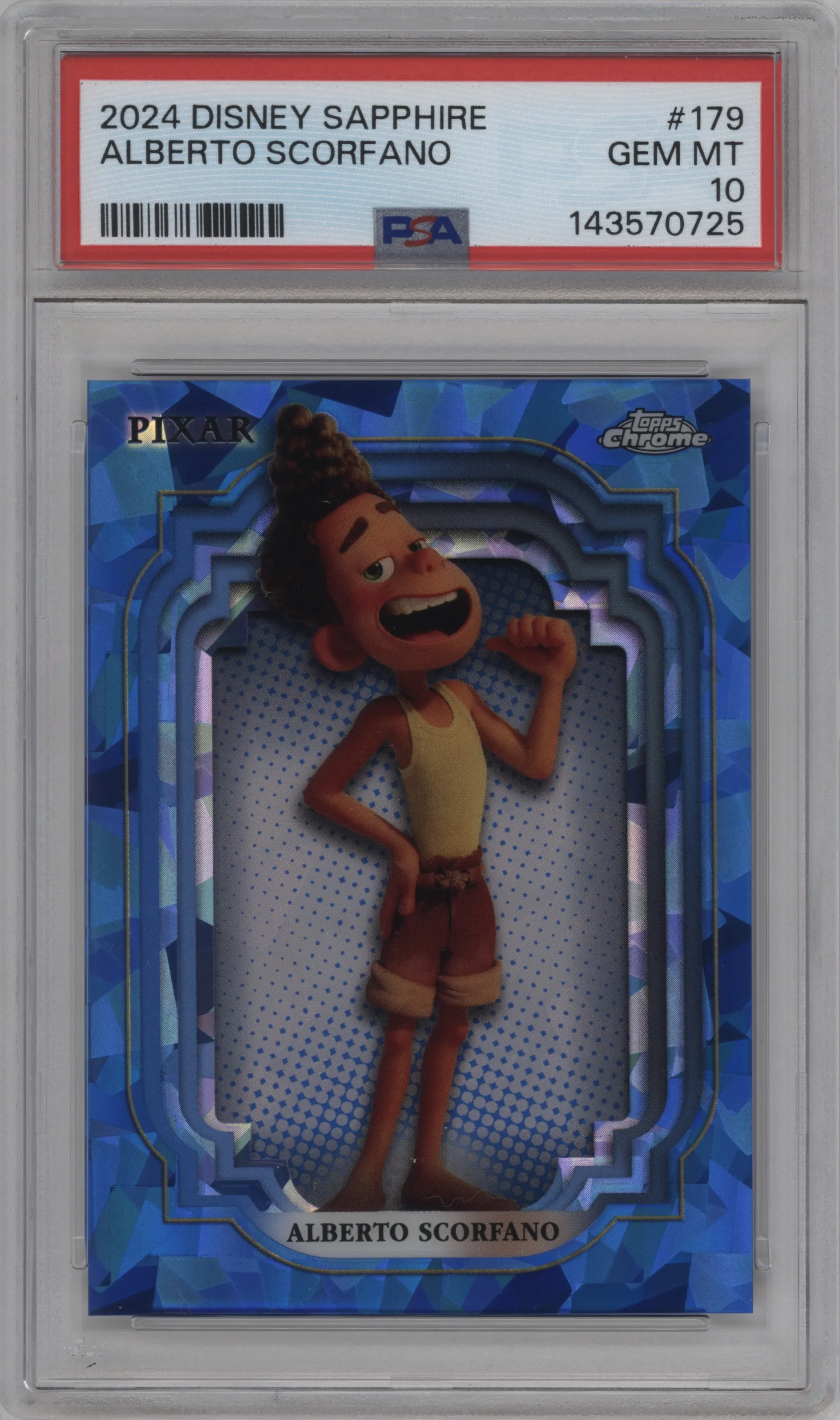 2024 Topps Chrome Disney Sapphire Edition Alberto Scorfano #179 PSA 10