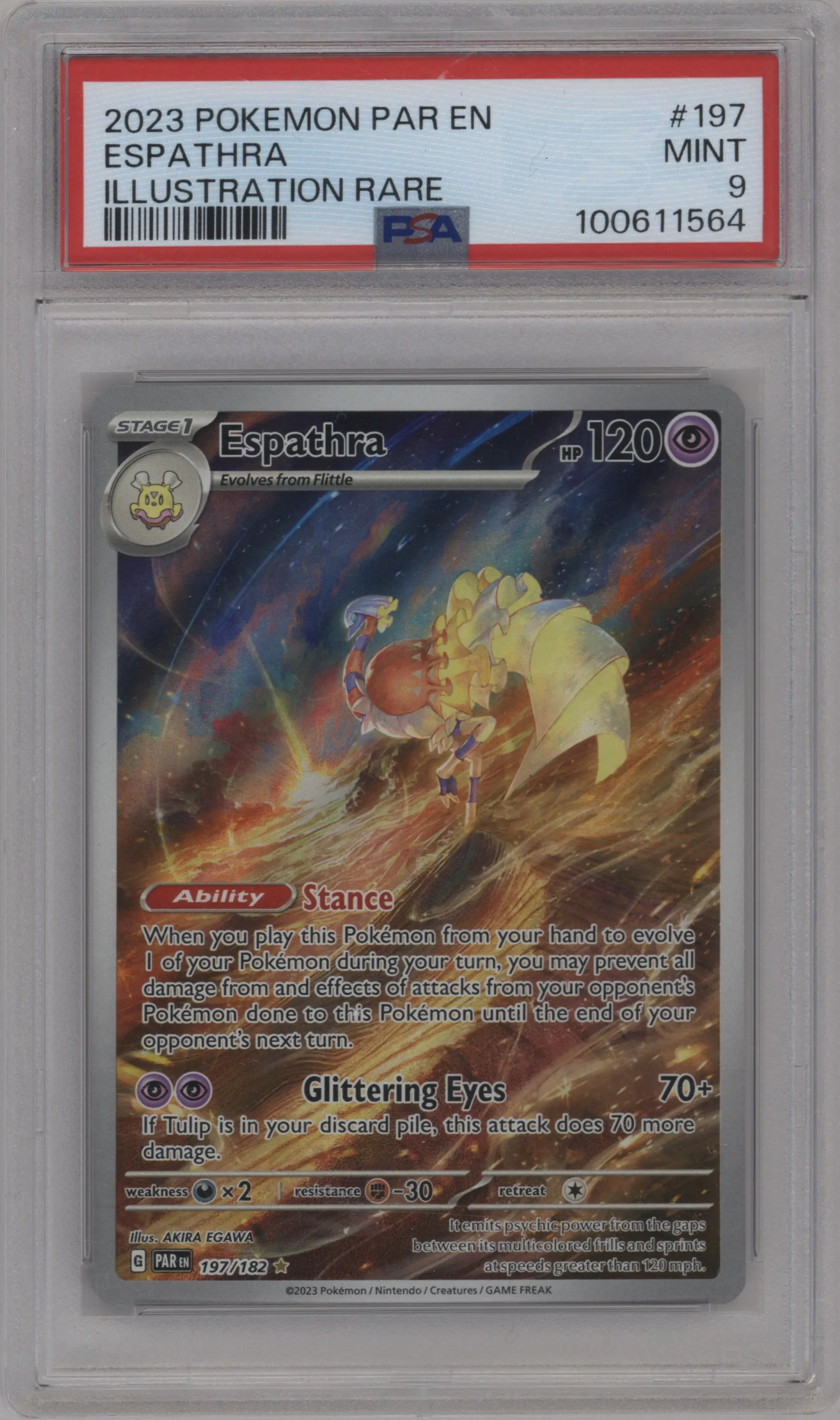 2023 Pokemon SV Paradox Rift Espathra #197 PSA 9
