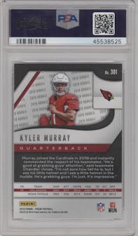 Kyler Murray from the 2019 Panini Prizm set graded by PSA and given an overall grade of 10.