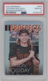 Jackson Holliday from the 2023 Bowman  set graded by PSA and given an overall grade of 10.