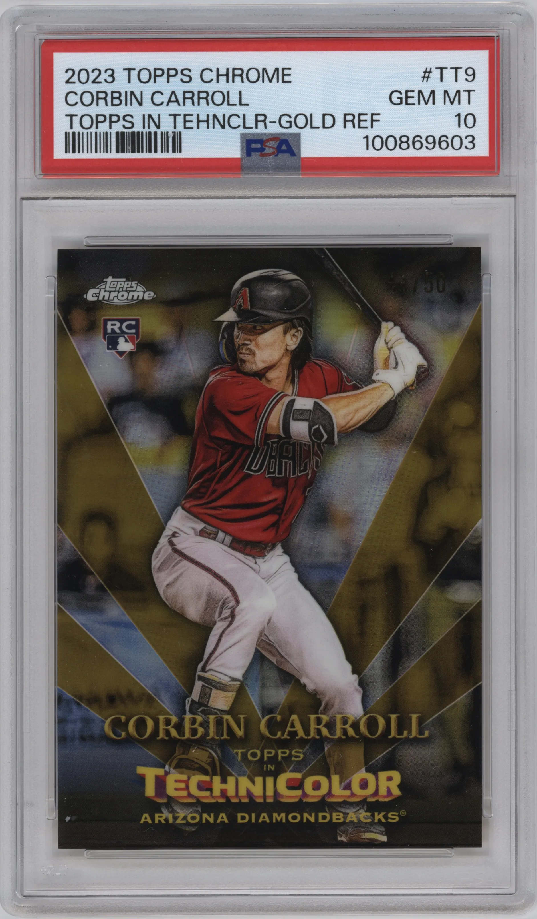 2023 Topps Chrome Technicolor Corbin Carroll Gold #TT-9 PSA 10