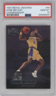 Kobe Bryant from the 1997-98 Metal Universe Championship set graded by PSA and given an overall grade of 10.