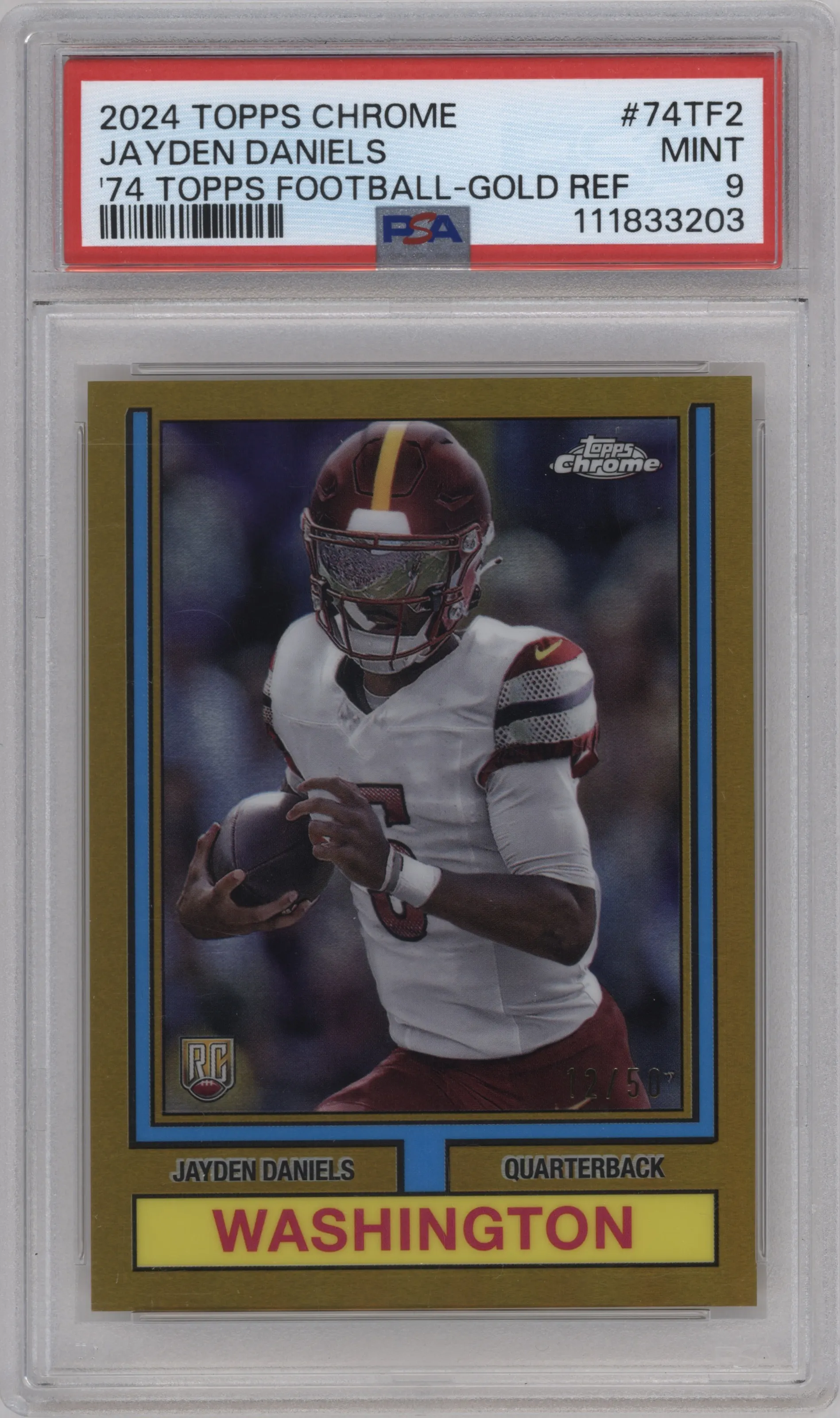 2024 Topps Chrome 1974 Jayden Daniels Gold Refractor #74TF-2 PSA 9