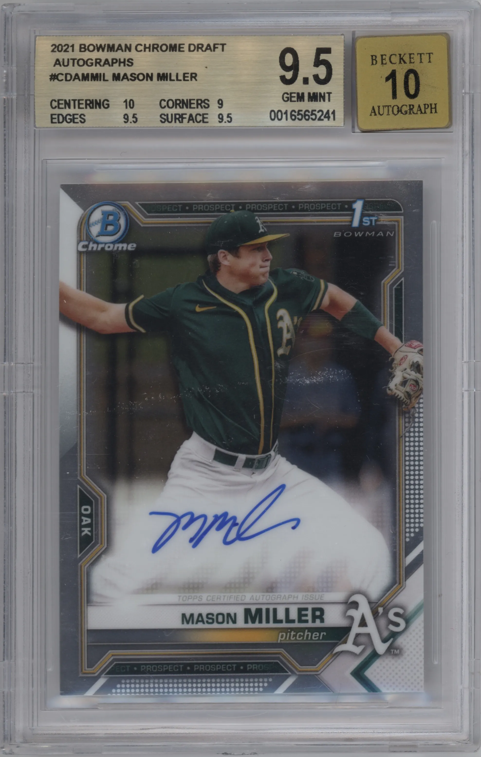 2021 Bowman Draft Chr.DP Auto Mason Miller #CDA-MMIL BGS 9.5