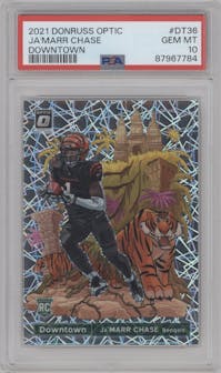 Ja'Marr Chase from the 2021 Panini Donruss Optic set graded by PSA and given an overall grade of 10.