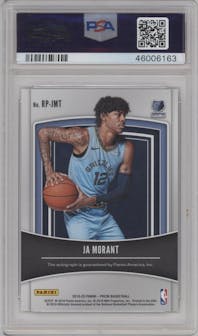 Ja Morant from the 2019-20 Panini Prizm set graded by PSA and given an overall grade of 10.