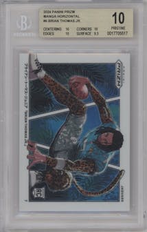 Brian Thomas Jr. from the 2024 Panini Prizm set graded by Beckett and given an overall grade of 10.