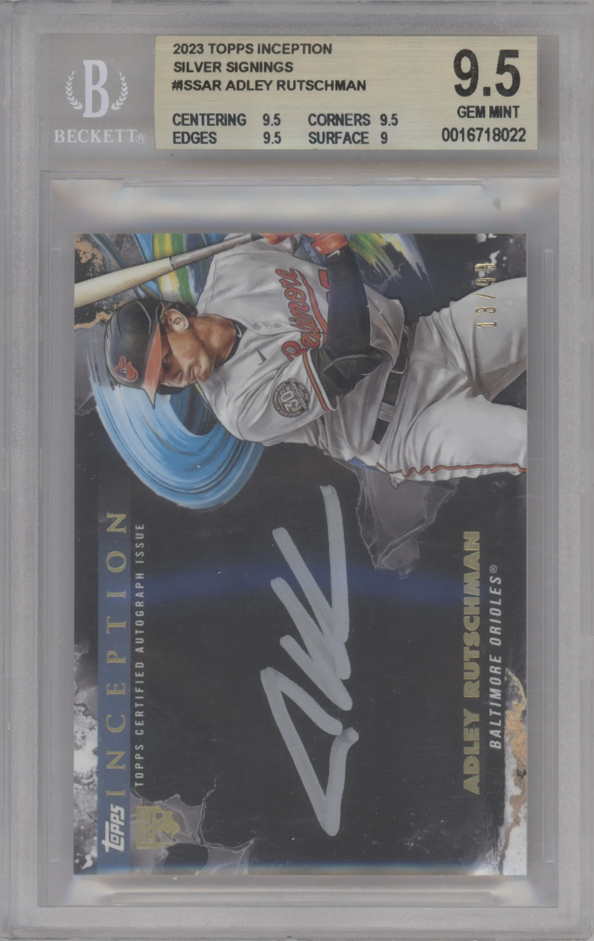 2023 Topps Inception Silver Signings Adley Rutschman BGS 9.5