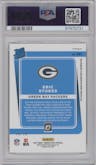 Eric Stokes from the 2021 Panini Donruss Optic set featuring a Gold parallel graded by PSA and given an overall grade of 10.