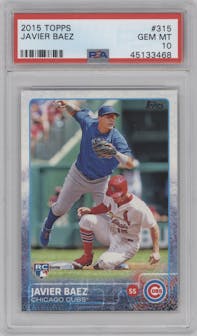 Javier Baez from the 2015 Topps Series 1 set graded by PSA and given an overall grade of 10.