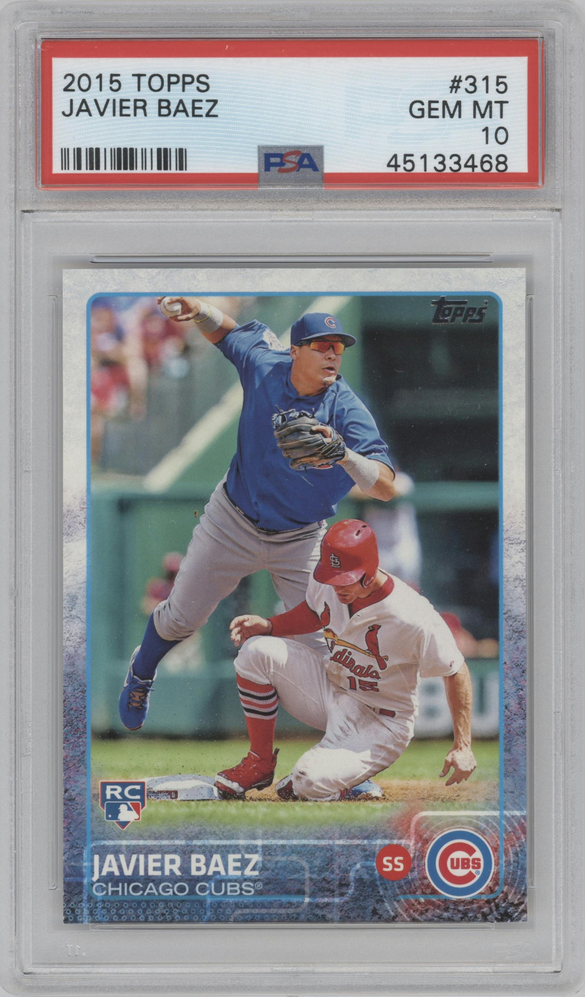 Javier Baez from the 2015 Topps Series 1 set graded by PSA and given an overall grade of 10.