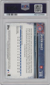 Javier Baez from the 2015 Topps Series 1 set graded by PSA and given an overall grade of 10.