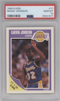 Earvin Johnson from the 1989-90 Fleer set graded by PSA and given an overall grade of 10.