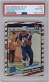 Demario Douglas from the 2023 Donruss Optic set featuring a Freedom parallel graded by PSA and given an overall grade of 10.