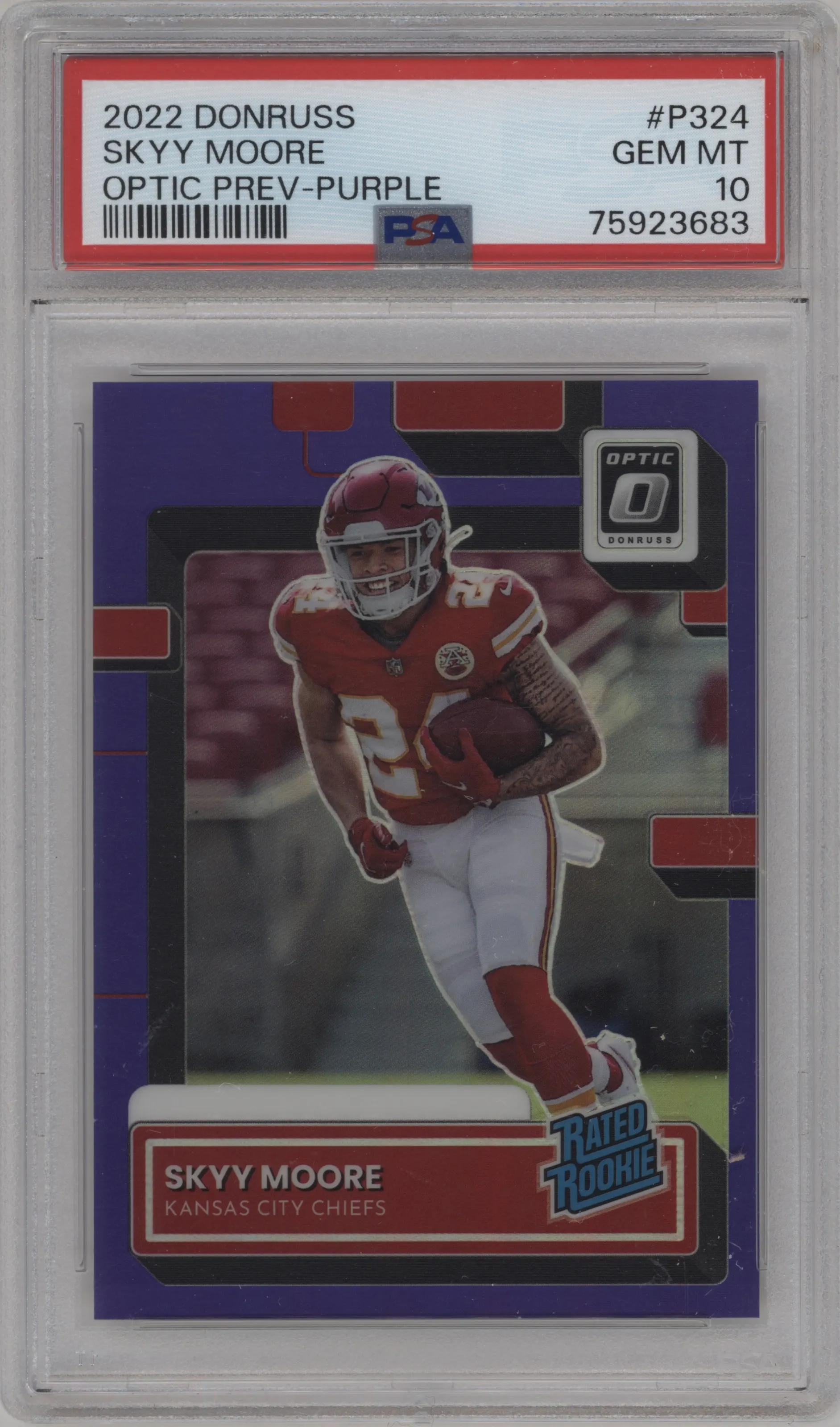 2022 Panini Donruss Optic.Rtd.Rke.Pre. Skyy Moore Purple PSA 10