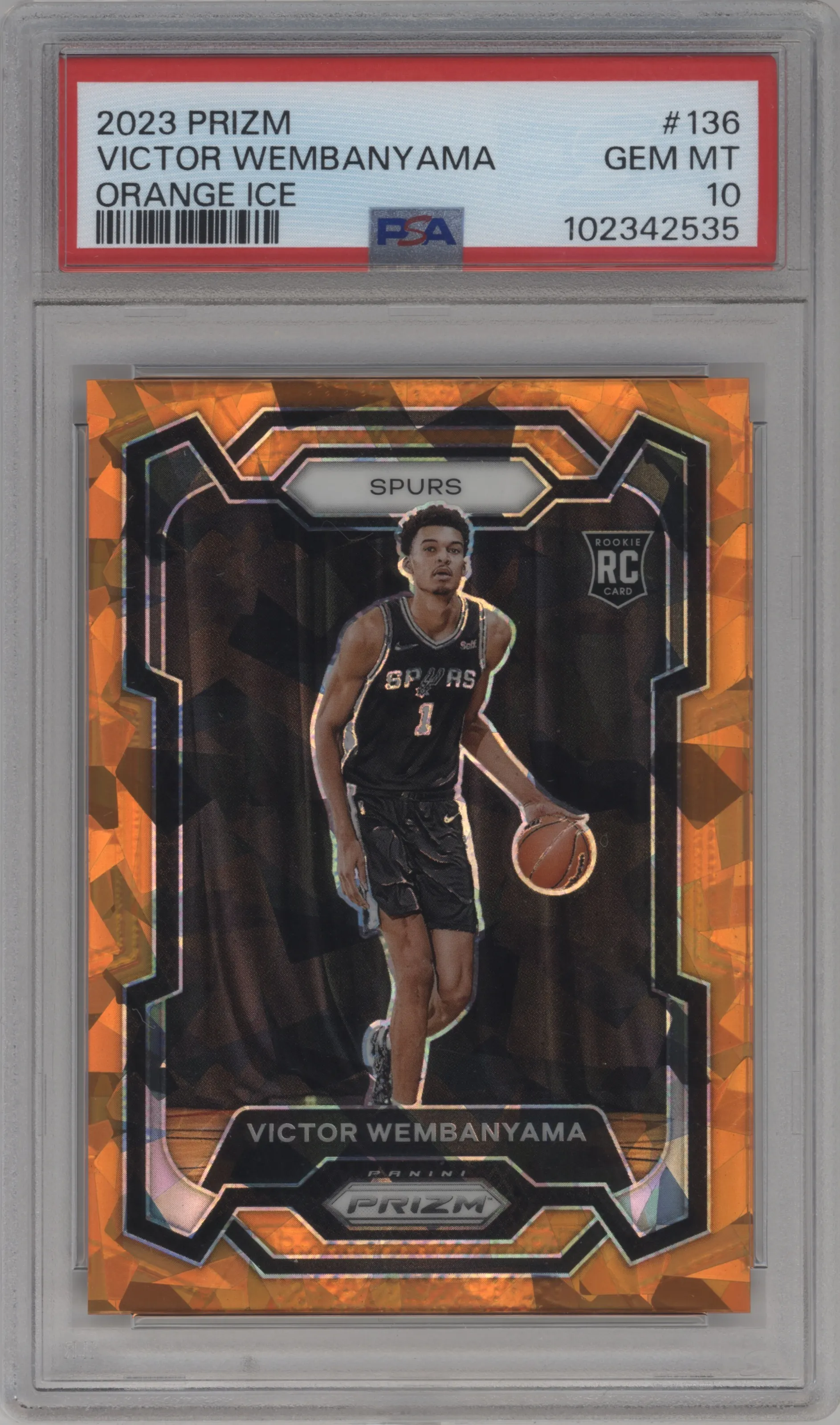 2023 Panini Prizm Victor Wembanyama Orange Ice #136 PSA 10