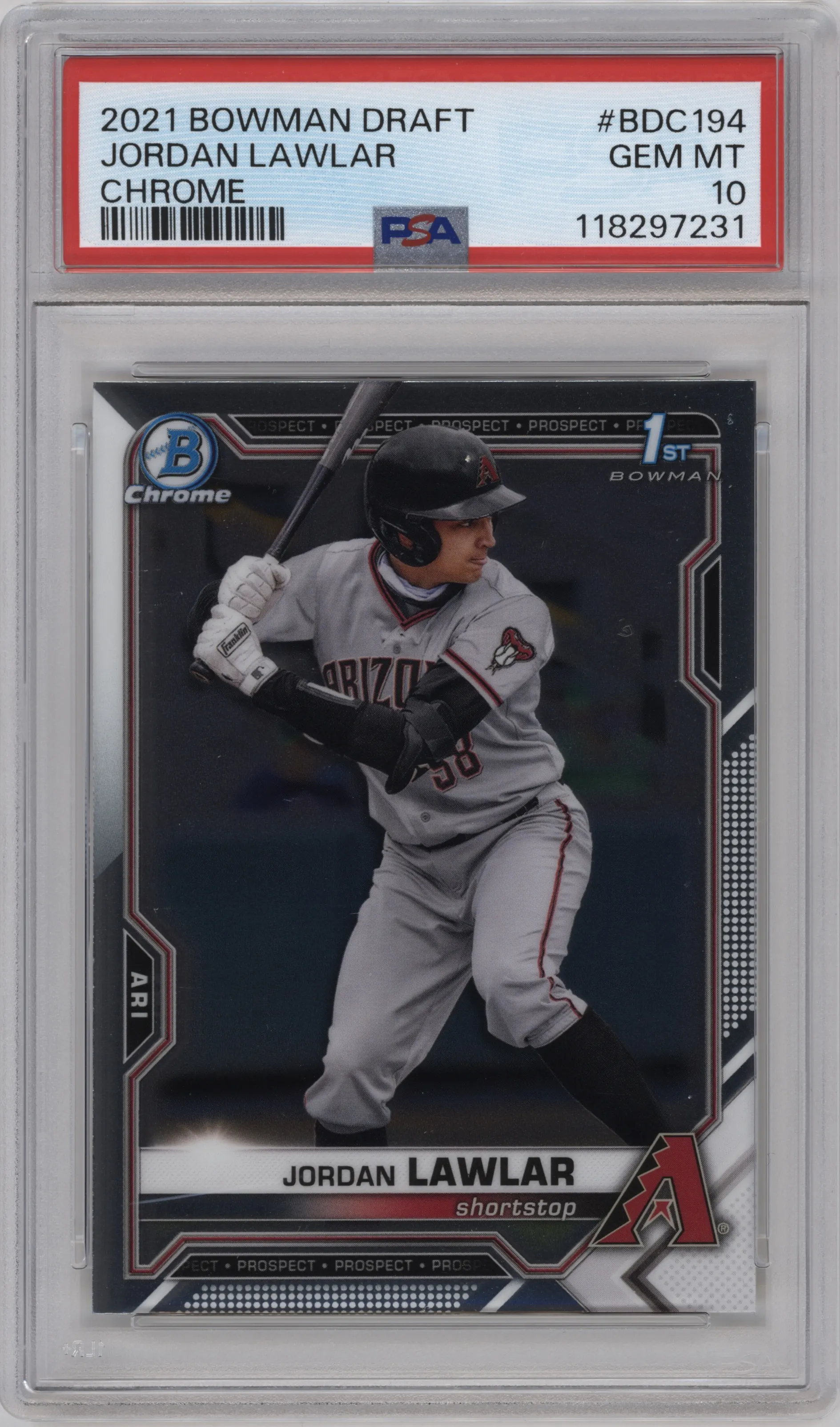 2021 Bowman Draft Chrome Jordan Lawlar PSA 10