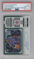 Jalen Duren from the 2022-23 Panini Contenders set featuring a Green Shimmer parallel graded by PSA and given an overall grade of 10.