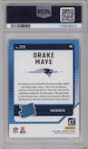 Drake Maye from the 2024 Donruss set graded by PSA and given an overall grade of 10.