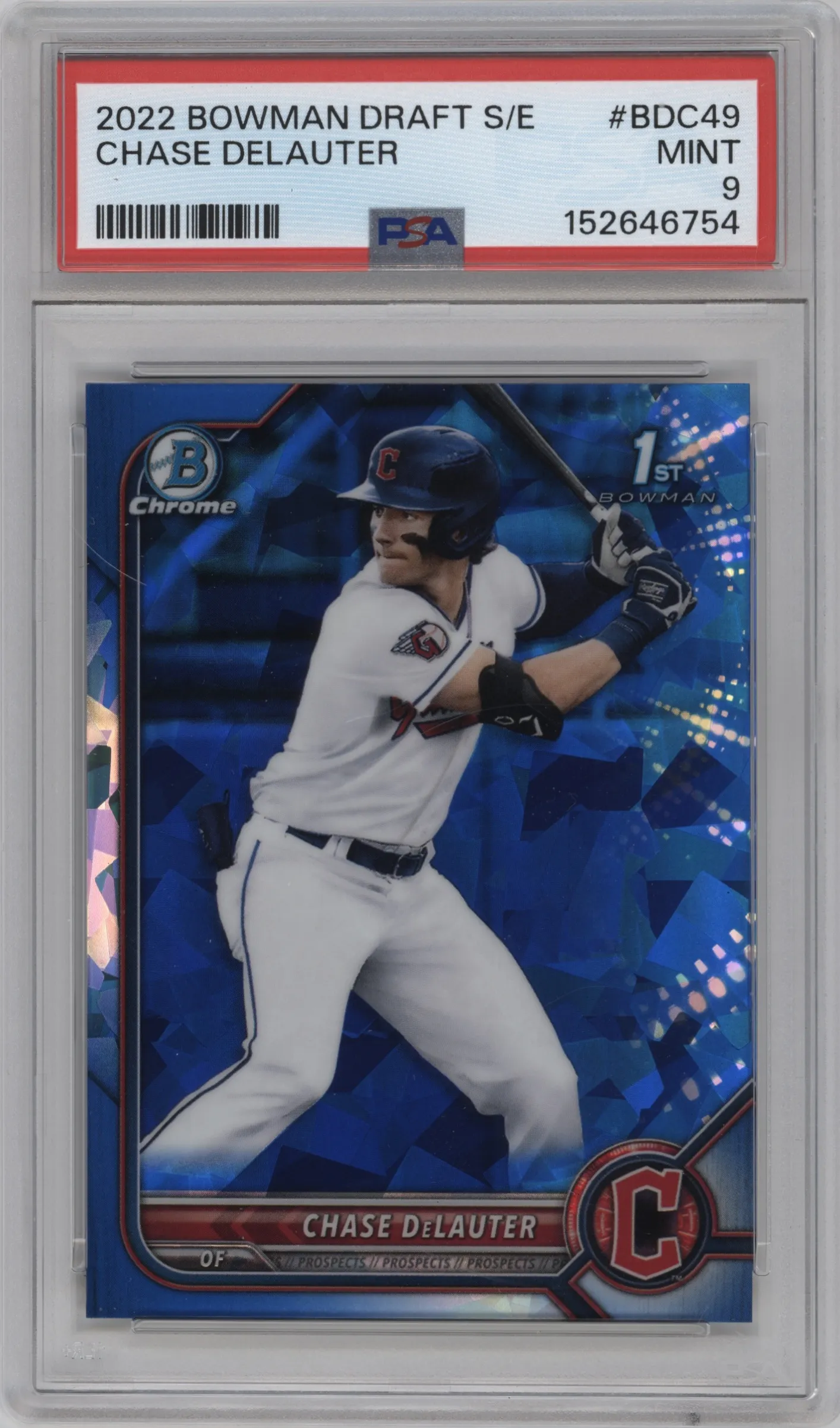 2022 Bowman Draft Sapphire Edition Chrome Chase DeLauter PSA 9