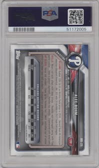 Alec Bohm from the 2018 Bowman Draft set graded by PSA and given an overall grade of 10.