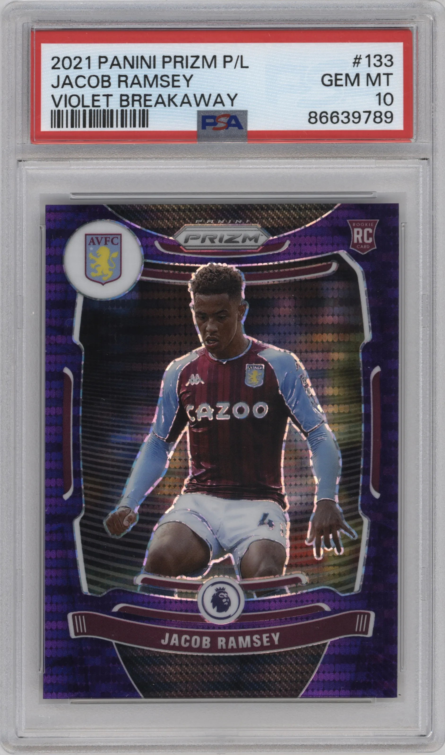 2021 Panini Prizm Premier League Jacob Ramsey Violet Breakaway PSA 10
