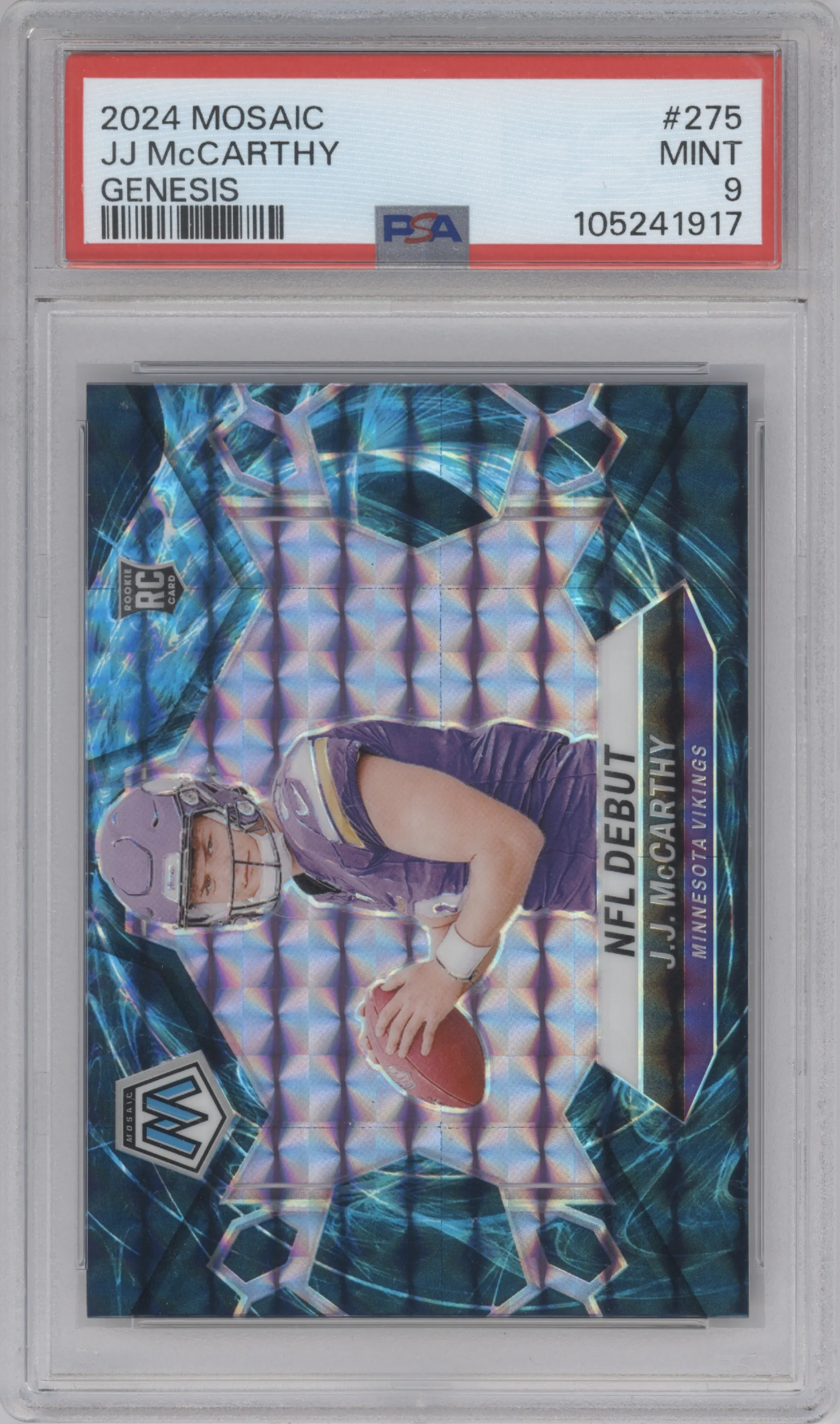2024 Panini Mosaic JJ McCarthy #275 Rookie Card PSA 10 Gem Mint Graded