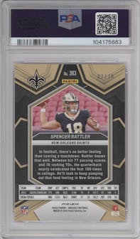 Spencer Rattler from the 2024 Panini Mosaic set featuring a Pink Fluorescent parallel graded by PSA and given an overall grade of 10.