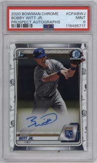 Bobby Witt Jr. from the 2020 Bowman set graded by PSA and given an overall grade of 9.