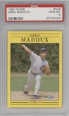 Greg Maddux from the 1991 Fleer set featuring a Variation parallel graded by PSA and given an overall grade of 10.