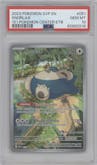 Snorlax from the 2023 Pokemon SV set featuring a 151 Pokémon Center Elite Trainer Box parallel graded by PSA and given an overall grade of 10.