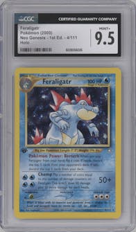 Feraligatr from the 2000 Pokemon Neo Genesis set graded by CSG and given an overall grade of 9.5.