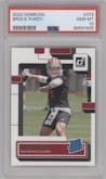 Brock Purdy from the 2022 Panini Donruss set graded by PSA and given an overall grade of 10.