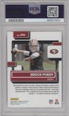 Brock Purdy from the 2022 Panini Donruss set graded by PSA and given an overall grade of 10.