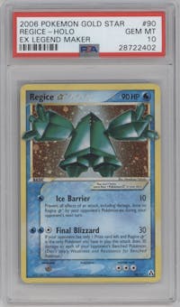 Regice Gold Star from the 2006 Pokemon EX set graded by PSA and given an overall grade of 10.