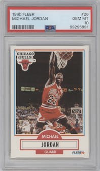 Michael Jordan from the 1990-91 Fleer set graded by PSA and given an overall grade of 10.