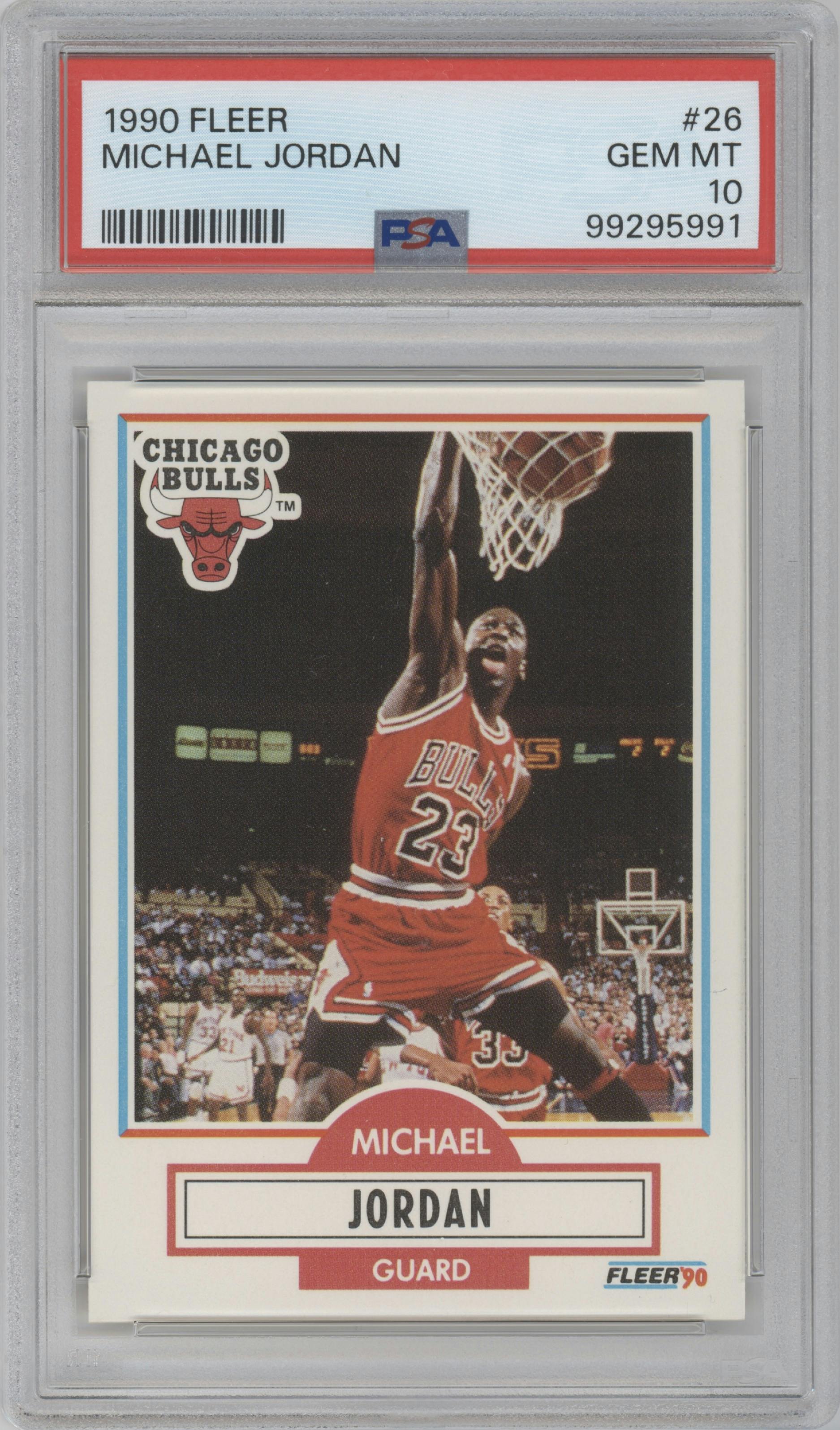 Michael Jordan from the 1990-91 Fleer set graded by PSA and given an overall grade of 10.