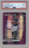 Caleb Williams from the 2024 Panini Prizm set featuring a Purple Pulsar parallel graded by PSA and given an overall grade of 9.