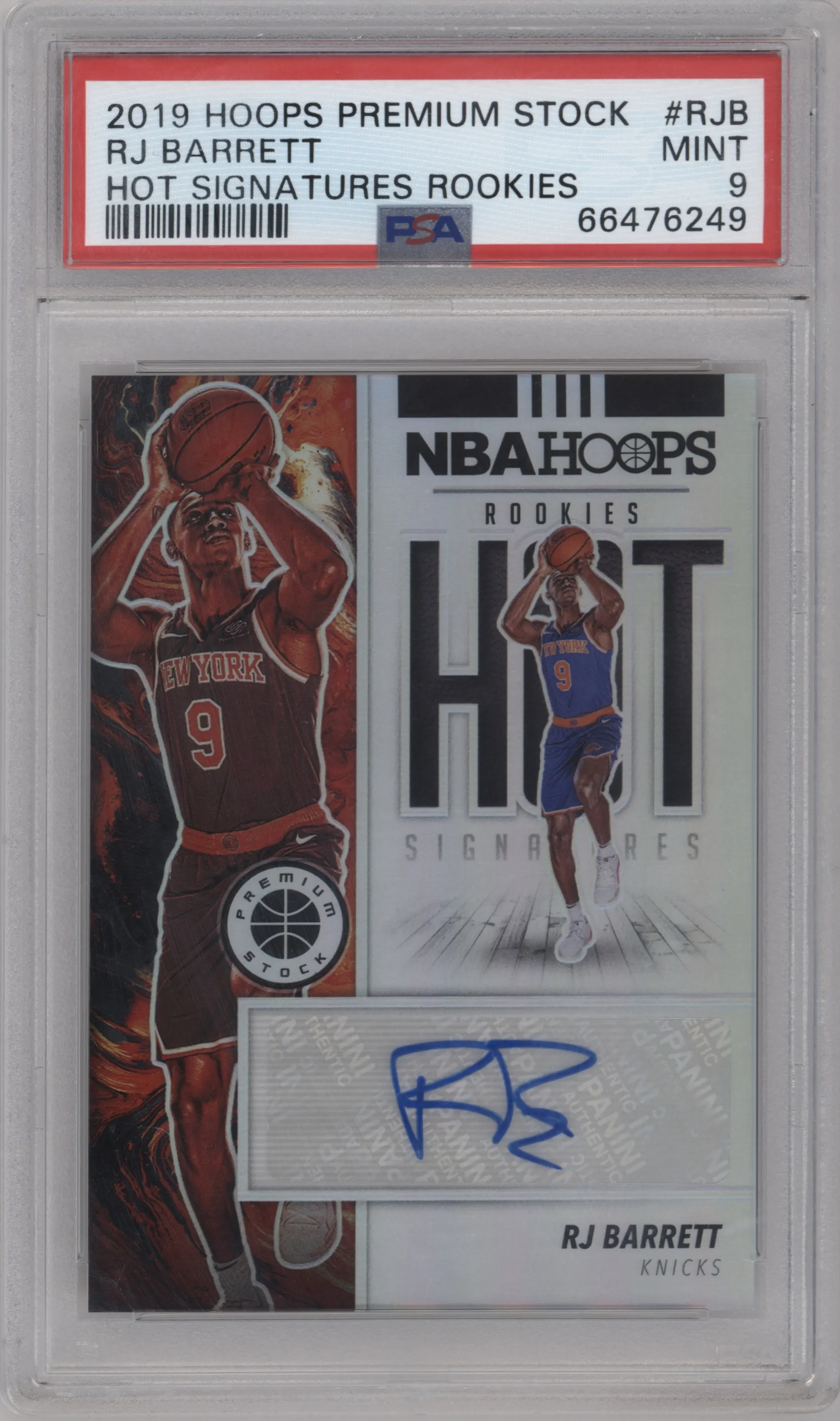 2019 Panini Hoops Premium Stock Hot Sig.Rke. RJ Barrett #HS-RJB PSA 9
