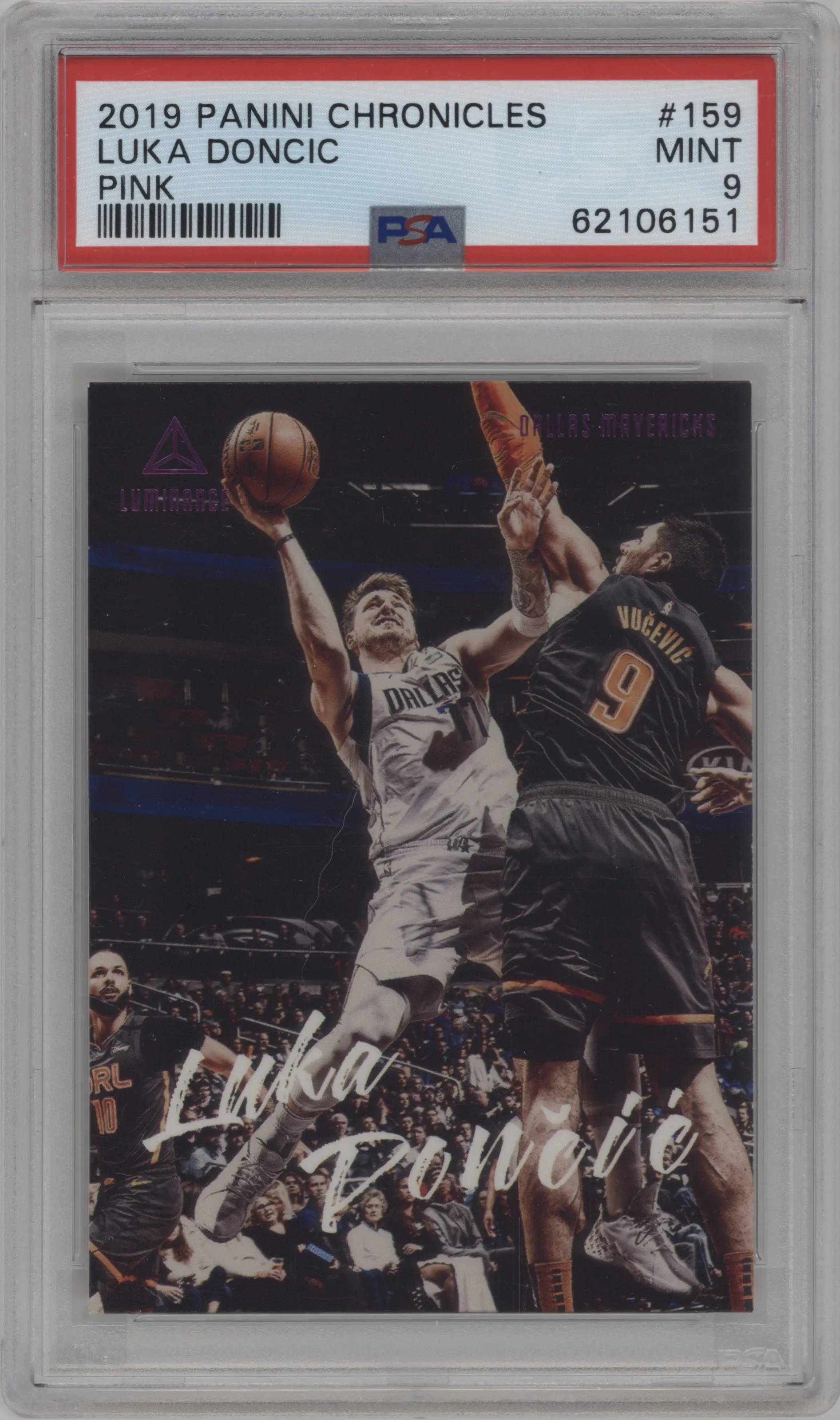 2019 Panini Chronicles Luminance Luka Doncic Pink #159 PSA 9