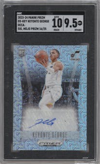 Keyonte George from the 2023-24 Panini Prizm Deca set featuring a Mojo parallel graded by SGC and given an overall grade of 9.5.