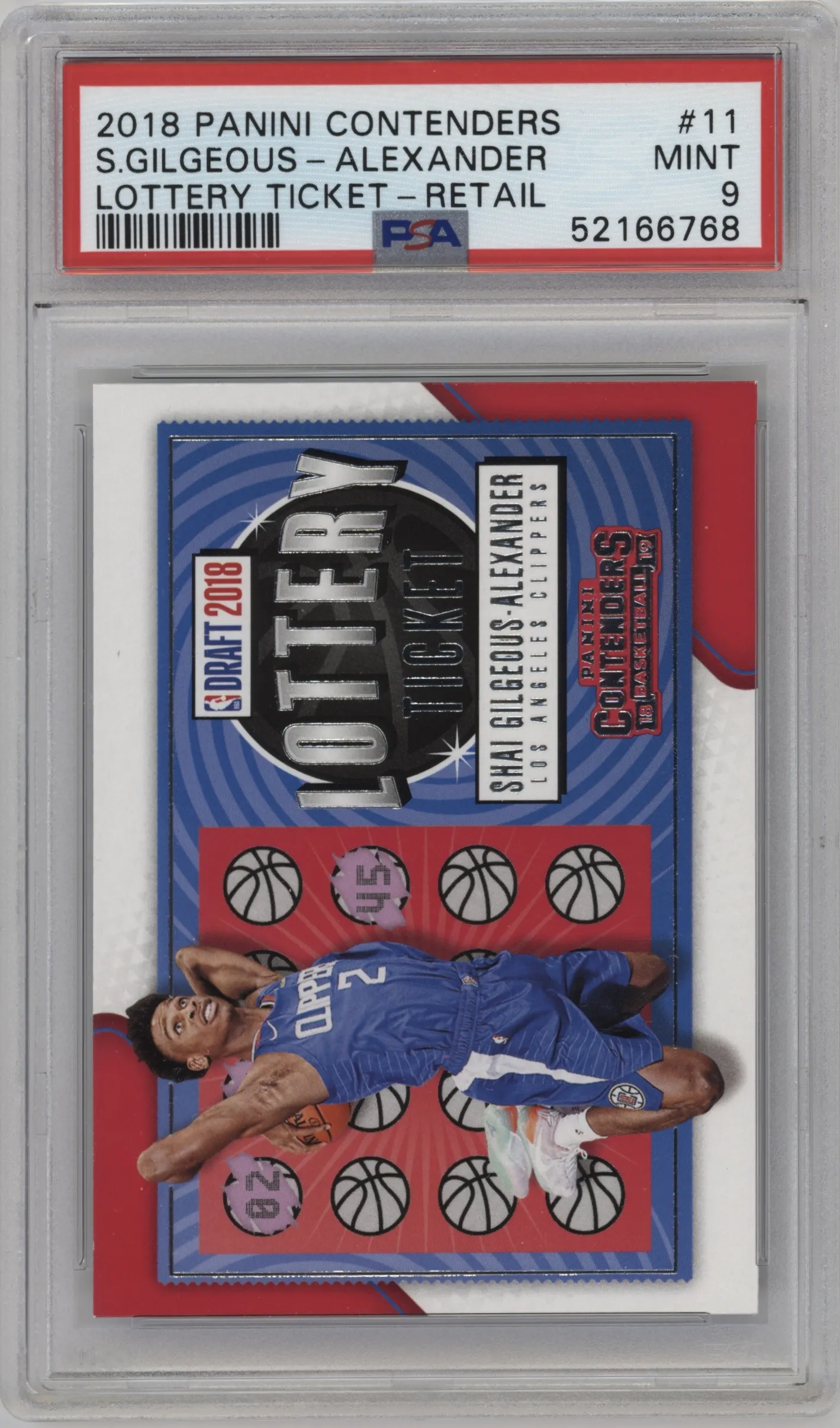 2018 Panini Contenders Lottery Ticket Shai Gilgeous-Alexander Retail PSA 9