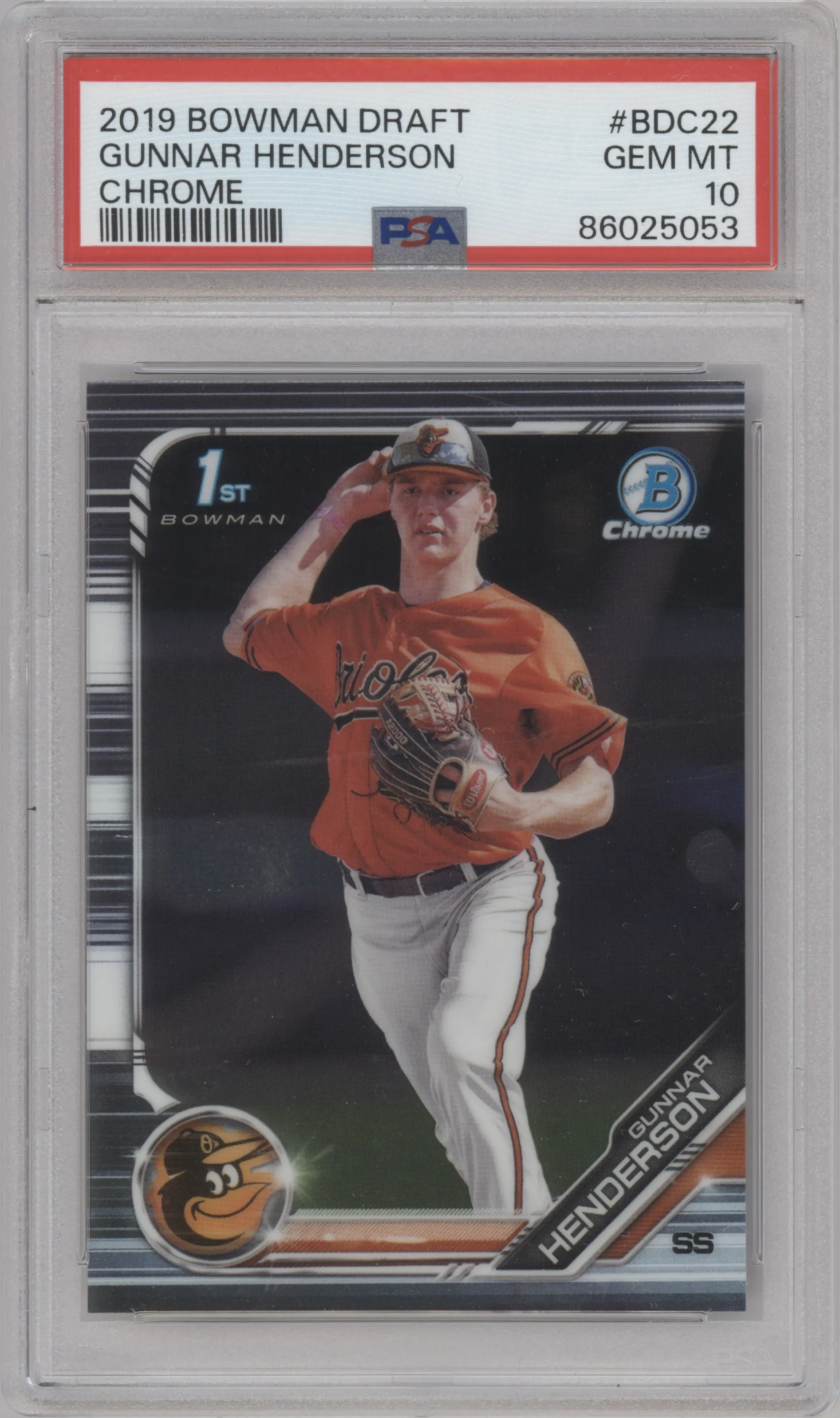 2019 Bowman Draft Chrome Gunnar Henderson PSA 10