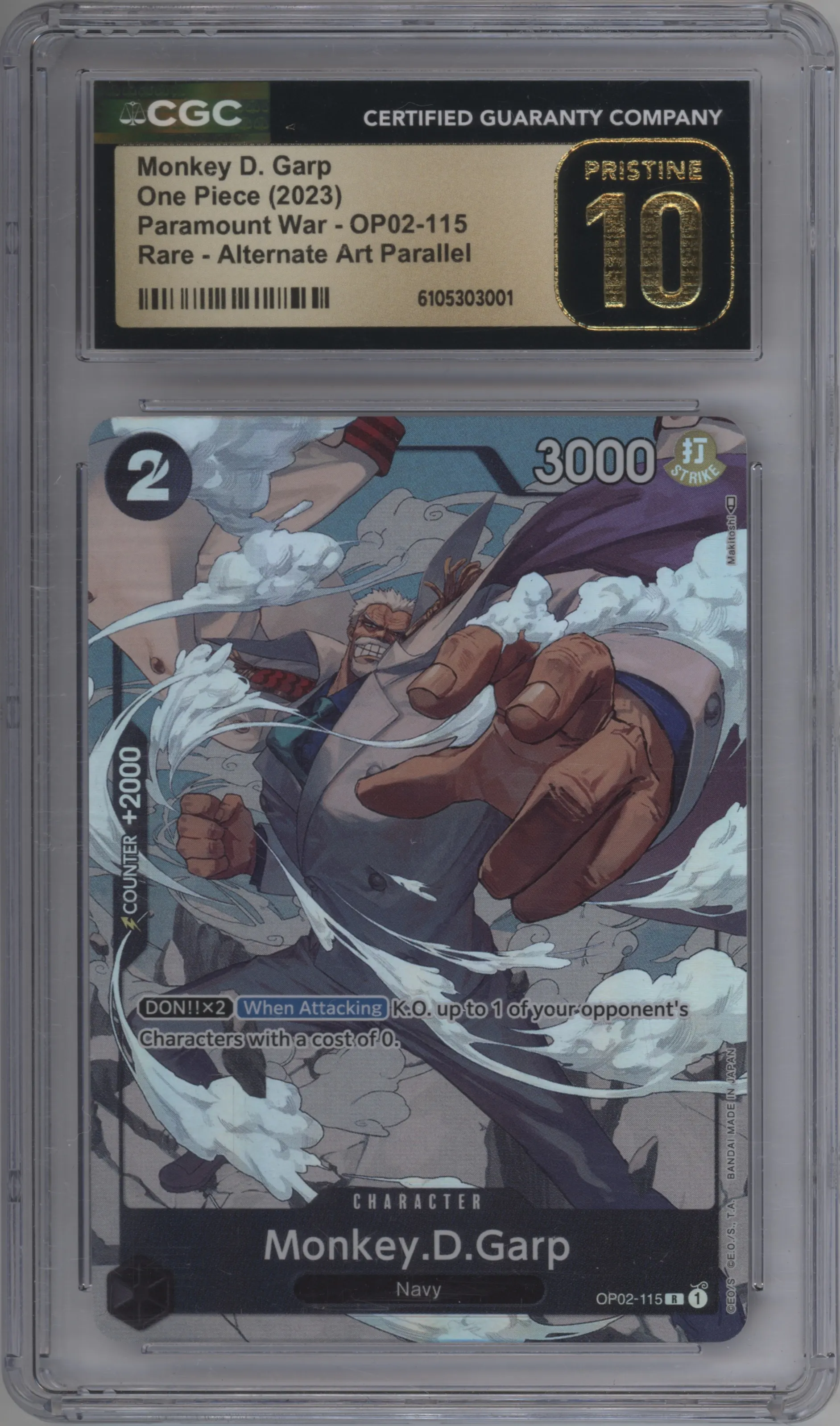 2023 One Piece Paramount War Monkey.D.Garp Alternate Art R #OP02-115 R CGC 10
