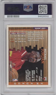 Michael Jordan from the 1996-97 Topps set graded by PSA and given an overall grade of 9.