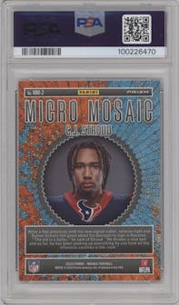 C.J. Stroud from the 2023 Panini Mosaic set graded by PSA and given an overall grade of 10.