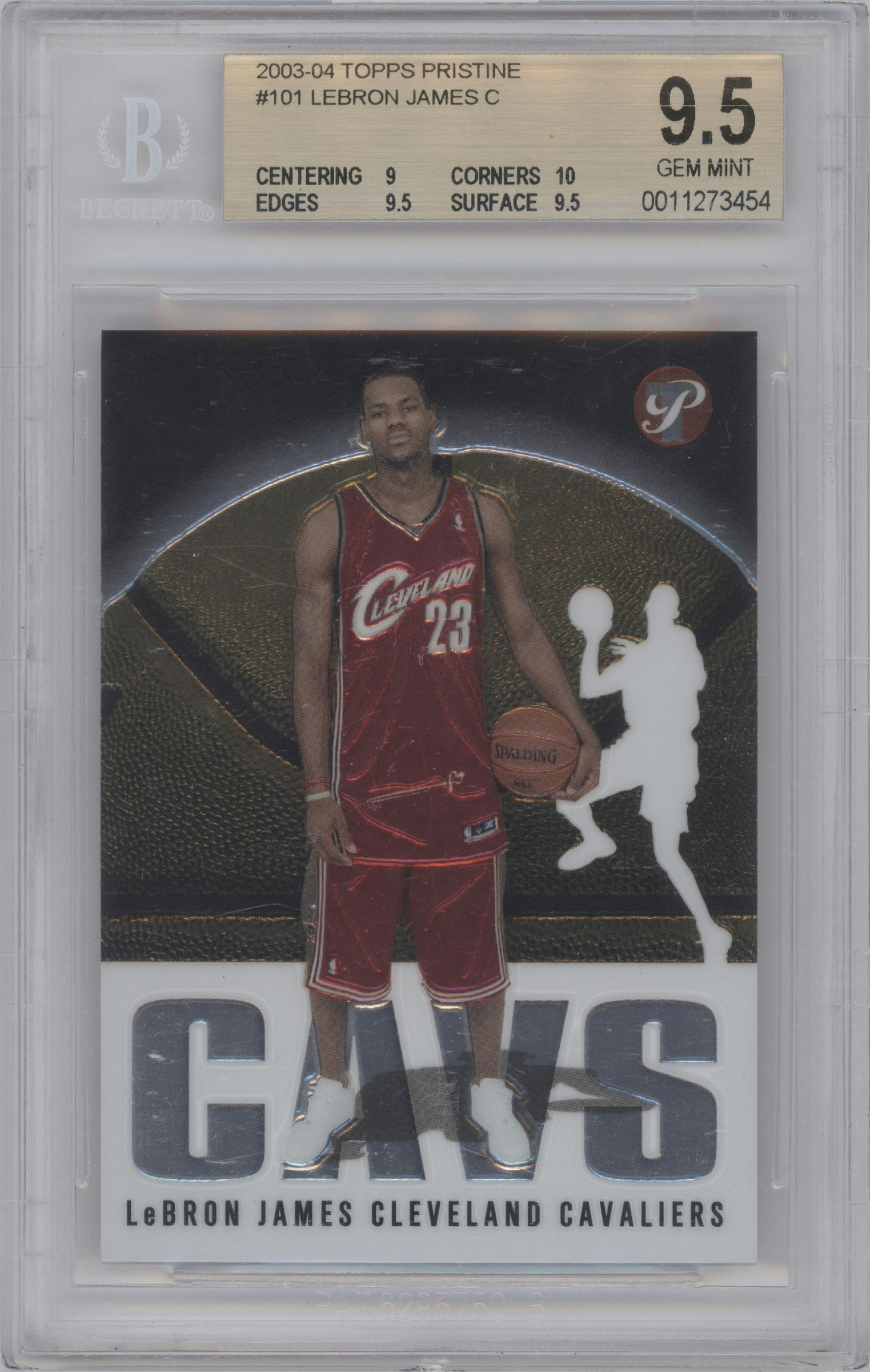 LeBron James from the 2003-04 Topps Pristine  set graded by Beckett and given an overall grade of 9.5.