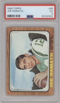 Joe Namath from the 1966 Topps set graded by PSA and given an overall grade of 5.